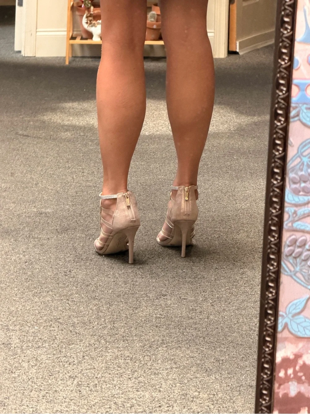 Jessica Simpson Silver Rhinestone Cage Heels